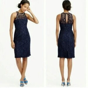 J.Crew Navy Pamela Leavers Eyelet Lace Sleeveless Dress(4)